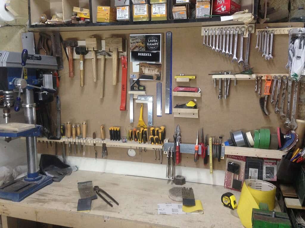 Tools on garage wall