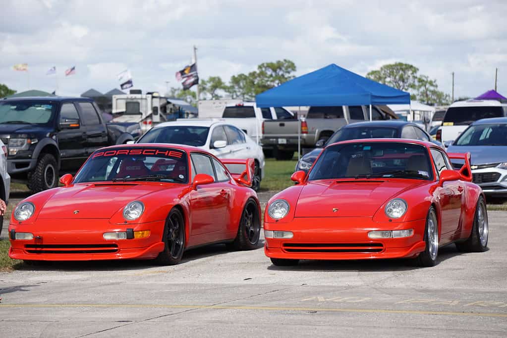 Two Porsche 911 track cars